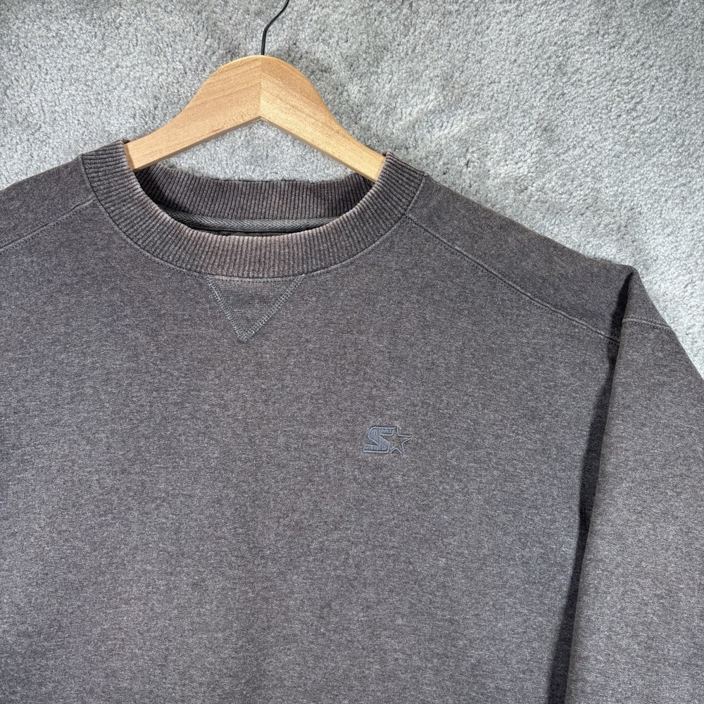 Vintage Starter Sweatshirt Mens L Crewneck Gray Fleece Pro 80 Heavyweight Y2K